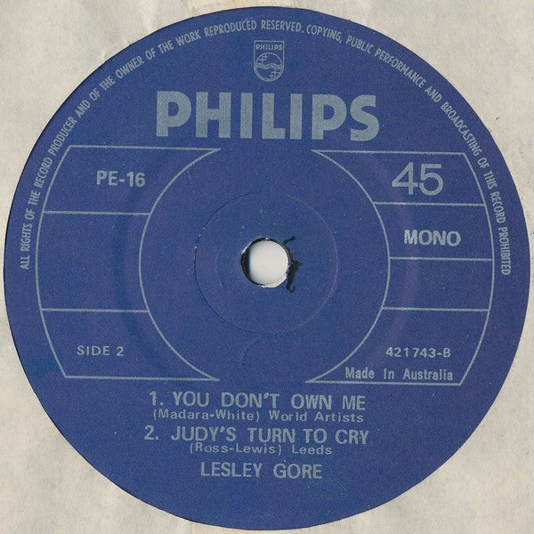 Lesley Gore : Lesley Gore (7", EP, Mono, RE)