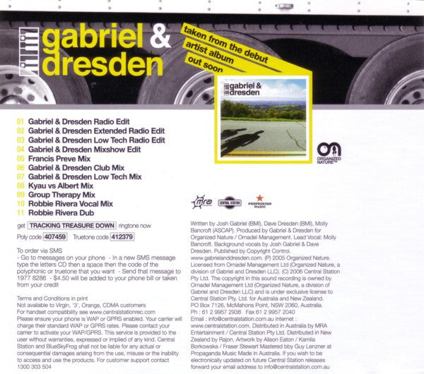 Gabriel & Dresden Featuring Molly Bancroft : Tracking Treasure Down (CD, Maxi)