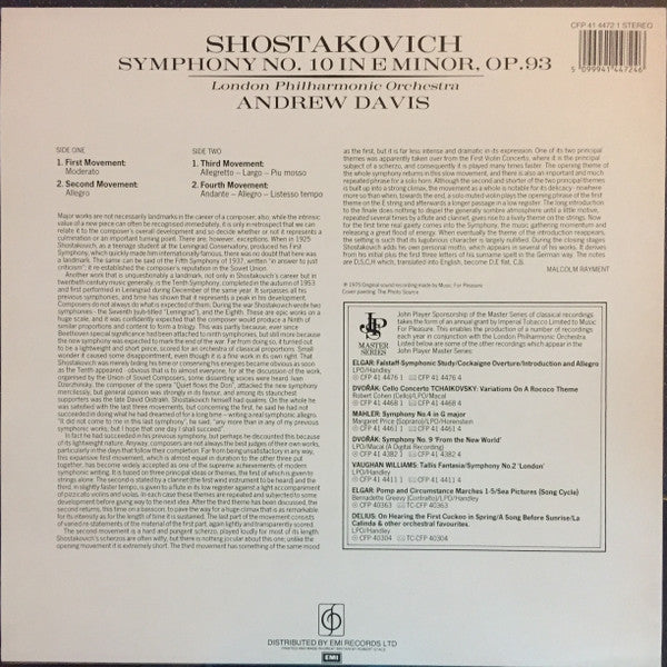 Dmitri Shostakovich - London Philharmonic Orchestra, Andrew Davis : Symphony No. 10 In E Minor, Op. 93 (LP, RE)