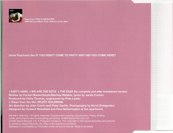 Pulp : Party Hard (CD, Single)