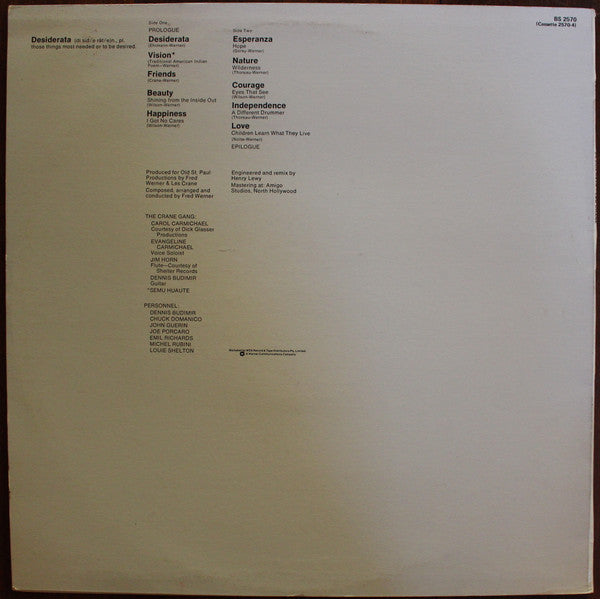 Les Crane : Desiderata (LP, Album, RE)
