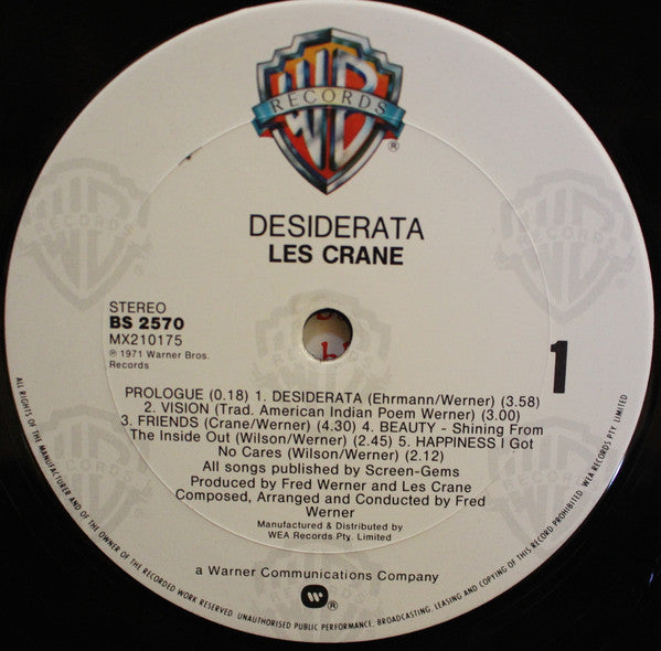 Les Crane : Desiderata (LP, Album, RE)