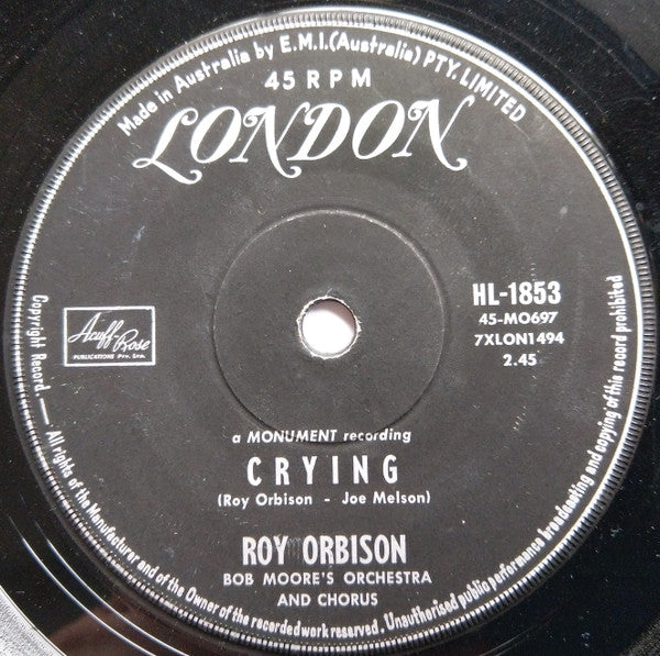 Roy Orbison : Crying (7", Single)