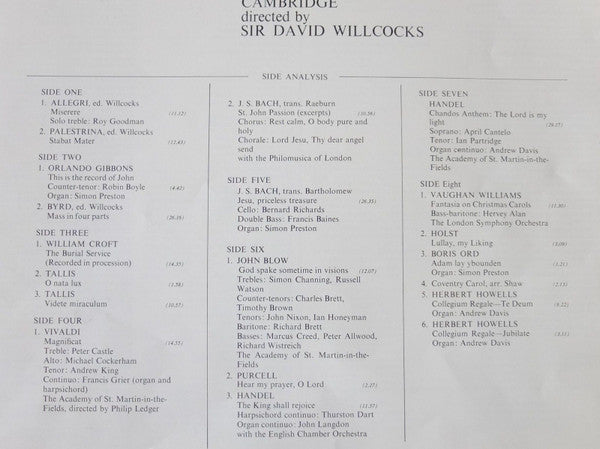 Sir David Willcocks*, The Choir Of King's College, Cambridge* : Festival Of Kings (4xLP)
