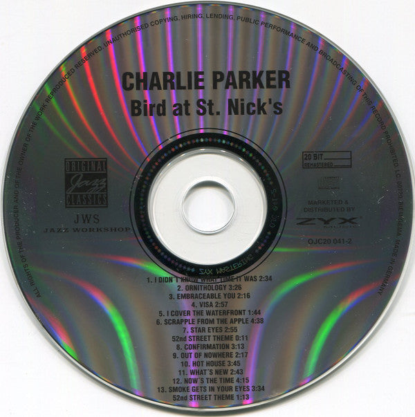 Charlie Parker : Bird At St. Nick's (CD, Album, RE, RM, Dig)