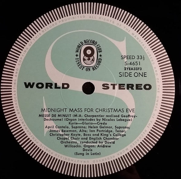 Marc Antoine Charpentier  /  Henry Purcell  /  King's College Chapel Choir*, English Chamber Orchestra , Conducted By Andrew Davis : Midnight Mass For Christmas Eve / Te Deum (LP, Album, Club)