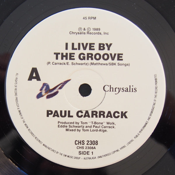 Paul Carrack : I Live By The Groove (7", Single)