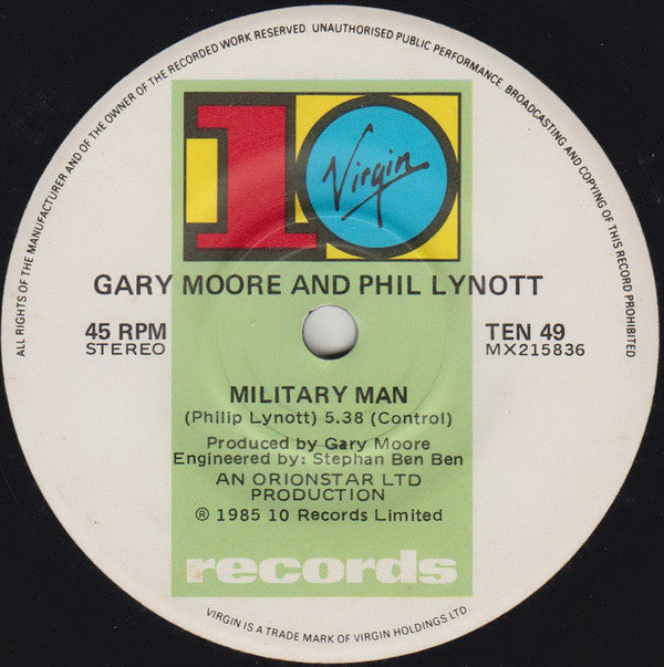 Gary Moore And Phil Lynott : Out In The Fields (7", Single)