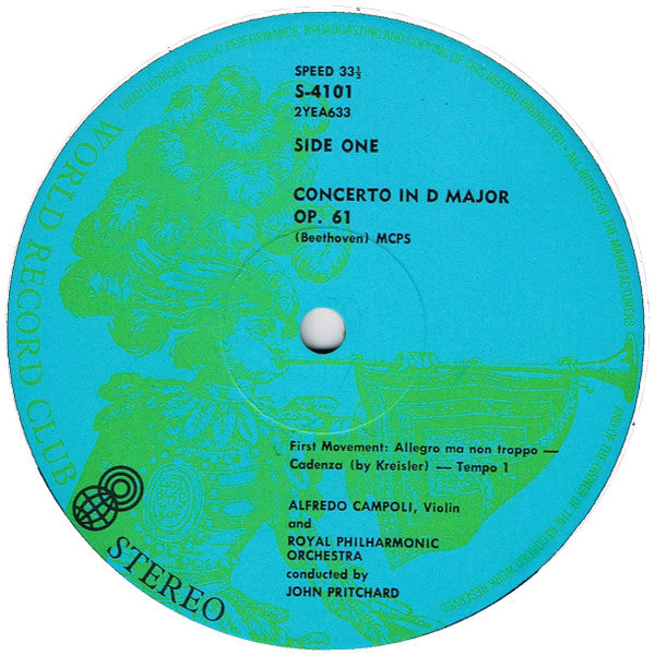 Beethoven*, Royal Philharmonic Orchestra Conducted By John Pritchard : Violin Concerto In D, Op. 61 (LP, Album, Club, RE)