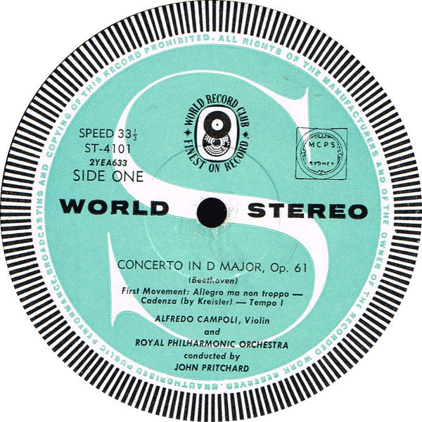 Beethoven* : Violin Concerto In D Opus 61 (LP, Album, Club)