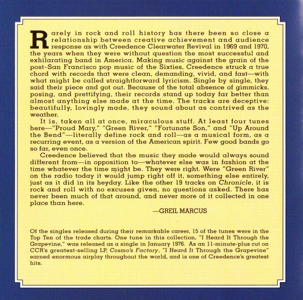 Creedence Clearwater Revival Featuring John Fogerty : Chronicle (The 20 Greatest Hits) (CD, Comp, RE, RM)