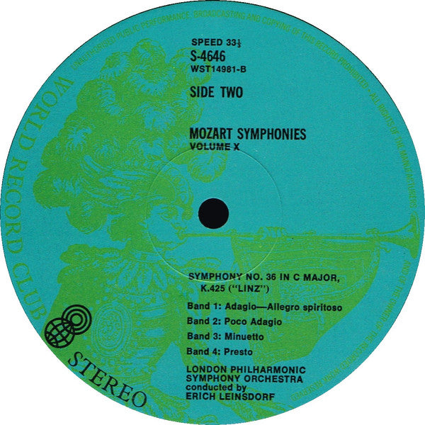 Mozart* / The London Philharmonic Orchestra* Conducted By Erich Leinsdorf : Symphonies Vol. 10 Nos. 35, 36 & 37 (LP, Album, Club, RE)