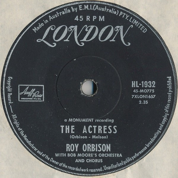 Roy Orbison : Dream Baby (How Long Must I Dream) (7", Single)