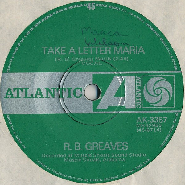 R.B. Greaves : Take A Letter Maria (7", Single)