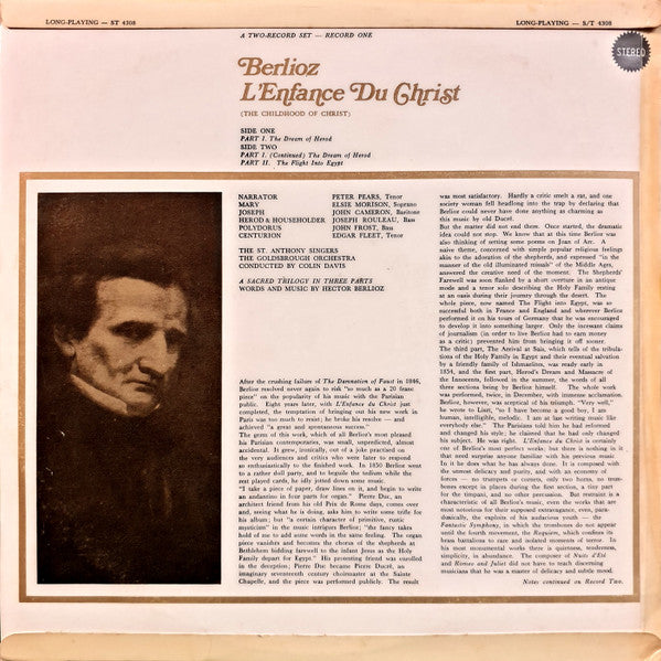 Hector Berlioz : L'Enfance Du Christ (2xLP, Album, Club)