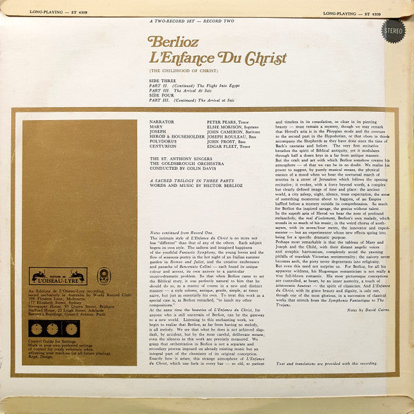 Hector Berlioz : L'Enfance Du Christ (2xLP, Album, Club)
