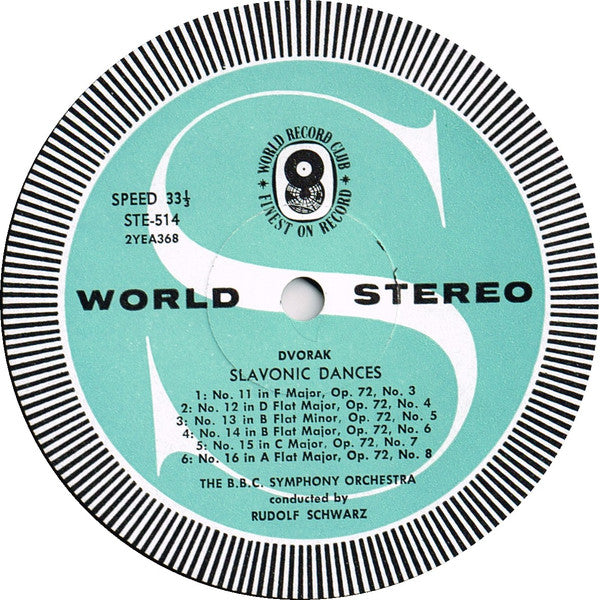 Dvořák*, Rudolf Schwarz Conducting The BBC Symphony Orchestra : Slavonic Dances Nos. 11-16 / Serenade For Strings (LP, Album, Club)