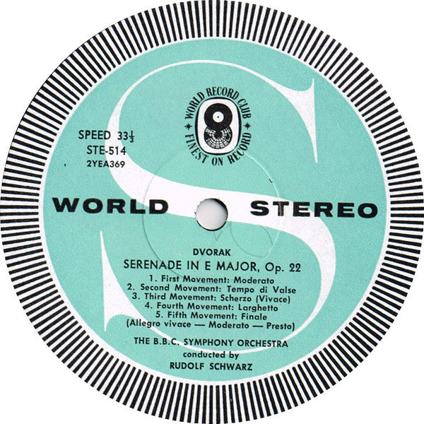 Dvořák*, Rudolf Schwarz Conducting The BBC Symphony Orchestra : Slavonic Dances Nos. 11-16 / Serenade For Strings (LP, Album, Club)