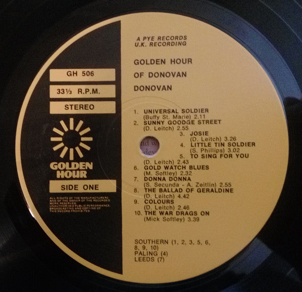 Donovan : Golden Hour Of Donovan (LP, Comp)