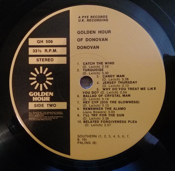 Donovan : Golden Hour Of Donovan (LP, Comp)