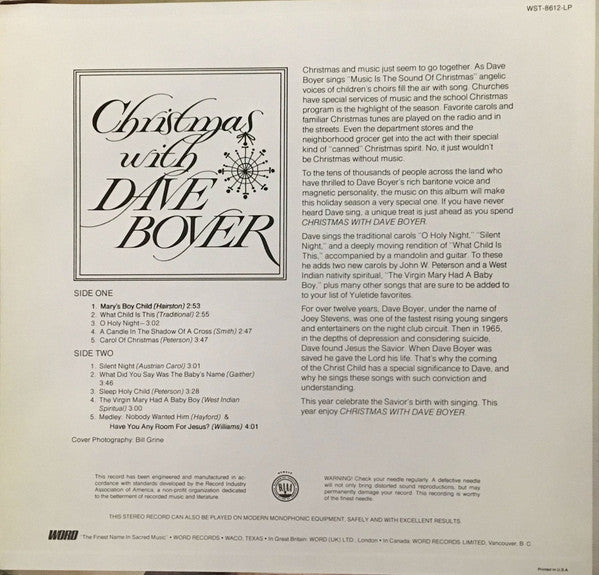 Dave Boyer (2) : Christmas With Dave Boyer (LP, Album)