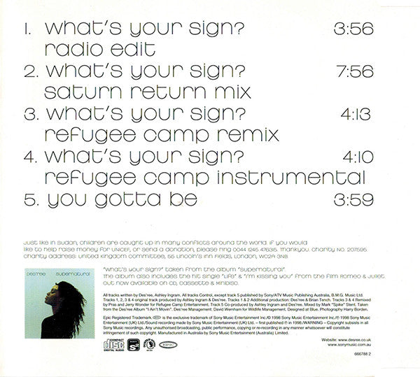 Des'ree : What's Your Sign? (CD, Maxi)
