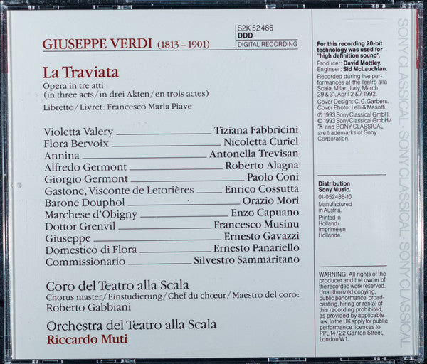 Giuseppe Verdi  - Tiziana Fabbricini · Roberto Alagna · Paolo Coni · Coro Del Teatro Alla Scala  E Orchestra Del Teatro Alla Scala · Riccardo Muti : La Traviata (2xCD, Album + Box, Sli)