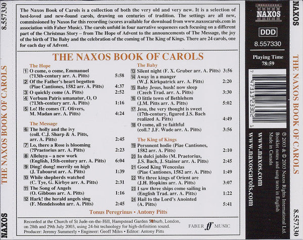 Tonus Peregrinus, Antony Pitts : The Naxos Book Of Carols (An Advent Sequence In Music) (CD, Album)