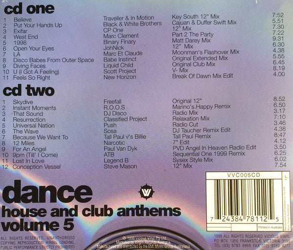 Various : Dance: House And Club Anthems Volume 5 (2xCD, Comp)