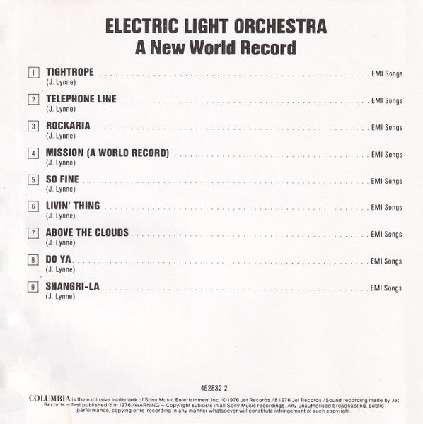Electric Light Orchestra : A New World Record (CD, Album, RE)