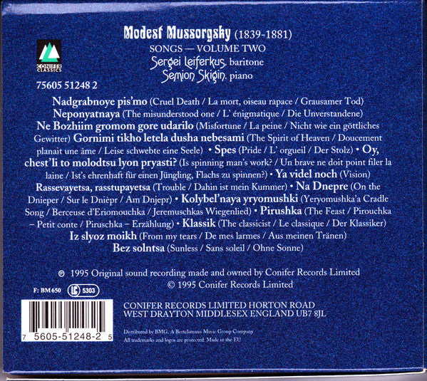 Sergei Leiferkus / Semion Skigin : Mussorgsky: Songs Volume 2  (CD, Album, Sli)