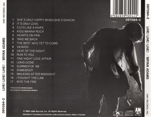 Bryan Adams : Live! Live! Live! (CD, Album)