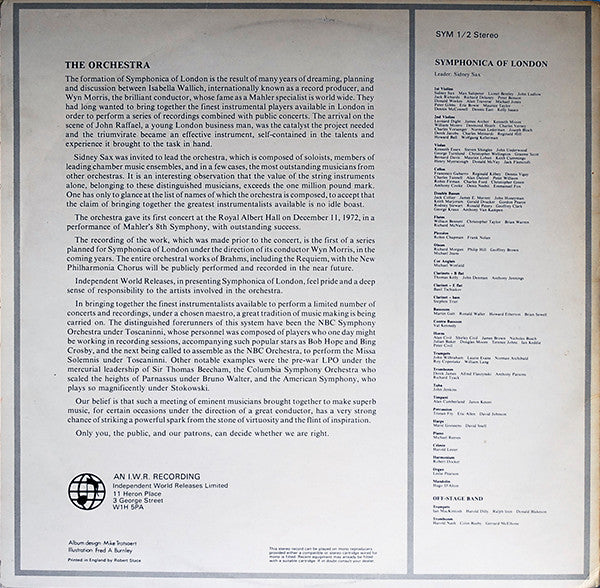 Mahler* - Symphonica Of London, Wyn Morris : Symphony Of A Thousand - Symphony No.8 In E Flat (2xLP, Album)