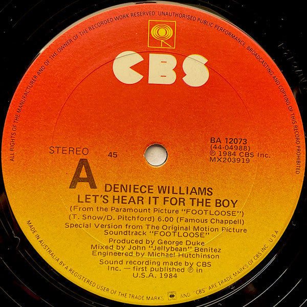Deniece Williams : Let's Hear It For The Boy (Extended Dance Remix) (12", Single)