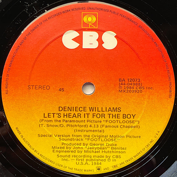 Deniece Williams : Let's Hear It For The Boy (Extended Dance Remix) (12", Single)