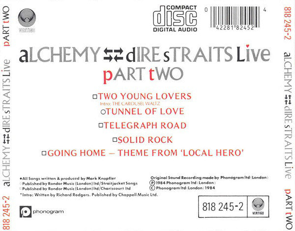 Dire Straits : Alchemy - Dire Straits Live (Part Two) (CD, Album, RE)