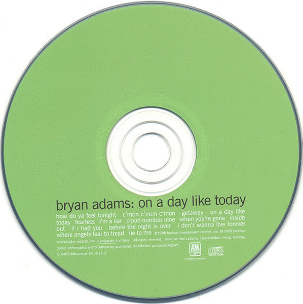 Bryan Adams : On A Day Like Today (CD, Album)