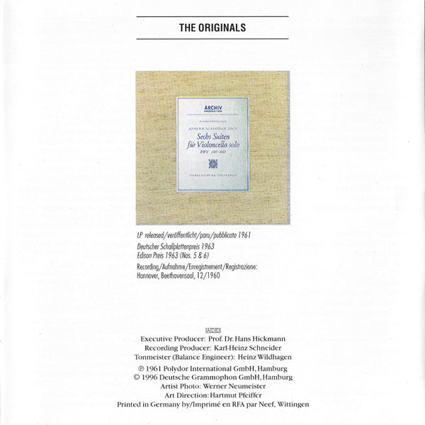 Johann Sebastian Bach - Pierre Fournier : 6 Suiten Für Violoncello Solo BWV 1007–1012 (2xCD, Album, RE, RM, PMD)