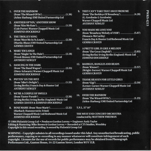 West End Concert Orchestra : The Best Of The Hollywood Musicals (CD)