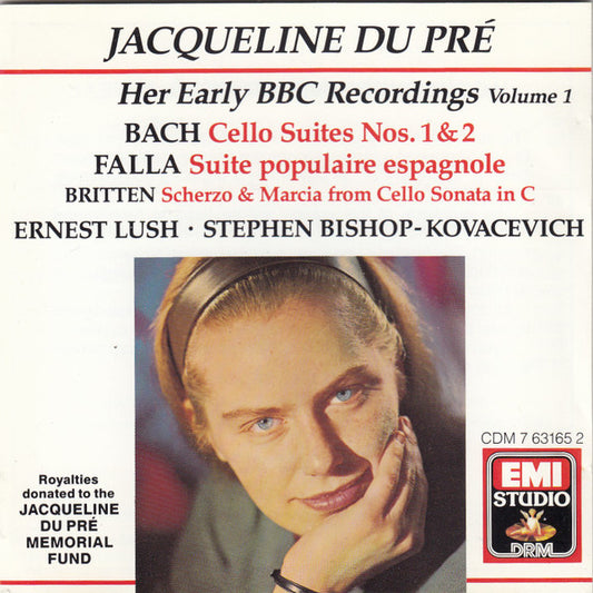 Bach*, Britten*, Falla*, Jacqueline Du Pré, Stephen Bishop-Kovacevich, Ernest Lush : Her Early BBC Recordings Volume 1 (CD, Album, Comp, Mono, RM)