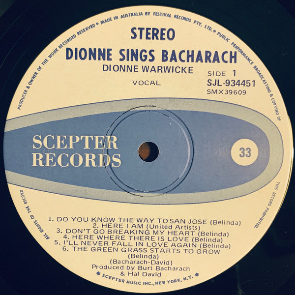 Dionne Warwick : Dionne Sings Bacharach (LP, Comp)