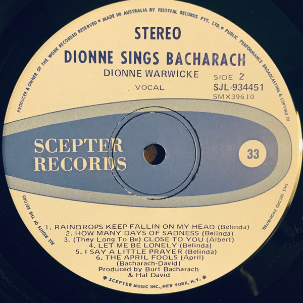 Dionne Warwick : Dionne Sings Bacharach (LP, Comp)