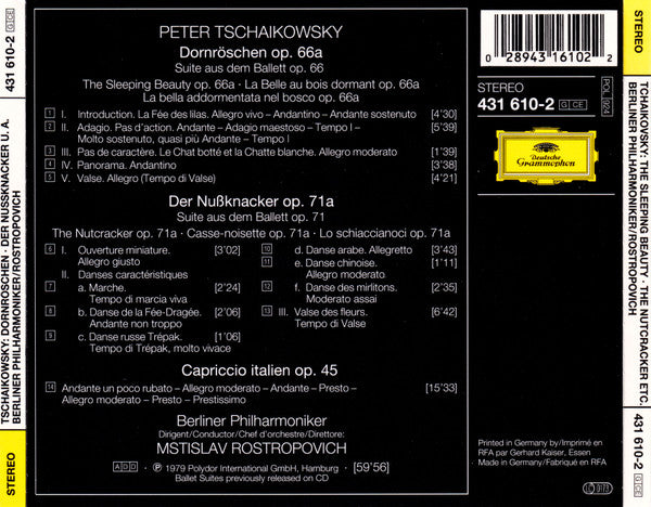 Pyotr Ilyich Tchaikovsky / Berliner Philharmoniker • Mstislav Rostropovich : Ballett-Suiten: Dornröschen • Der Nußknacker (The Sleeping Beauty • The Nutcracker / La Belle Au Bois Dormant • Casse-Noisette) Capriccio Italien (CD, Comp)