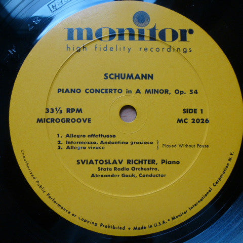 Sviatoslav Richter, Schumann* : Sviatoslav Richter Plays Schumann Piano Concerto And Fantasiestücke (LP, Mono)