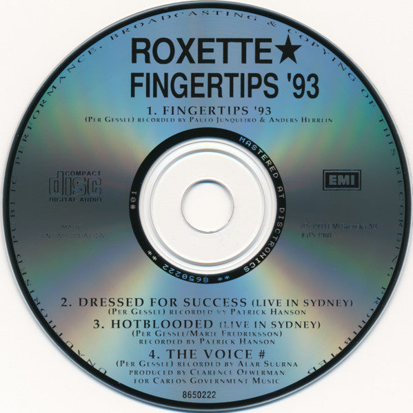 Roxette : Fingertips '93 (CD, Maxi, Car)