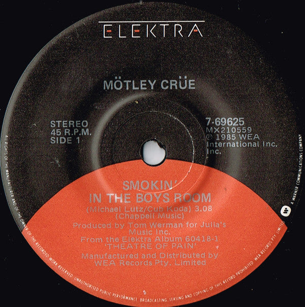 Mötley Crüe : Smokin' In The Boys Room (7", Single)