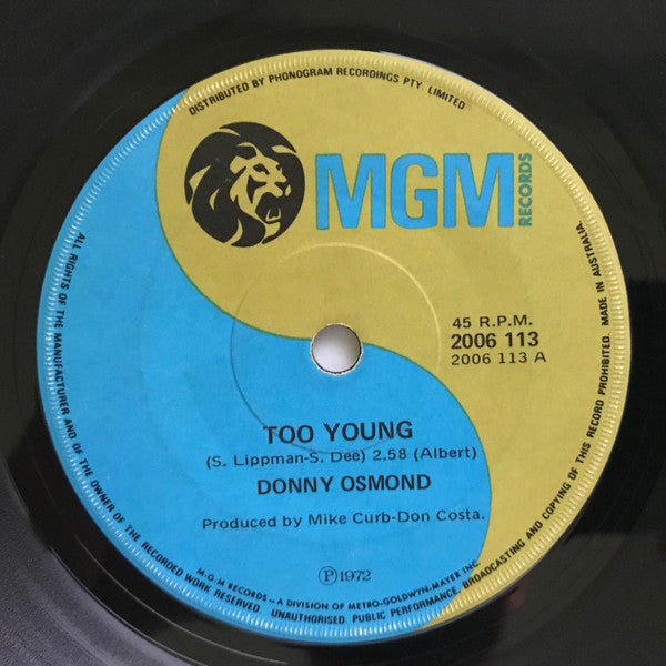 Donny Osmond : Too Young (7")