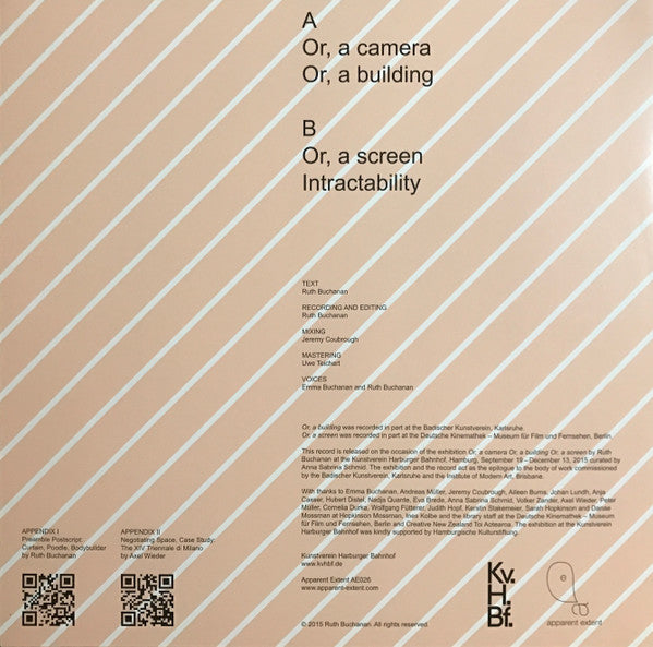 Ruth Buchanan : Or, A Camera Or, A Building Or, A Screen (LP)