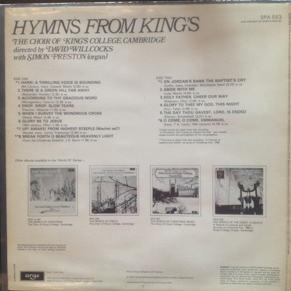The King's College Choir Of Cambridge : Hymns From King's (LP, Album)