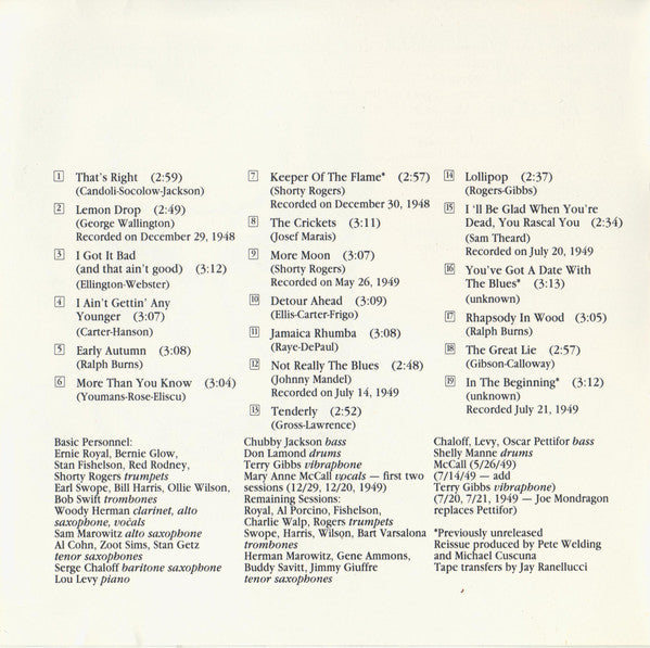 Woody Herman : Keeper Of The Flame (The Complete Capitol Recordings Of The Four Brothers Band) (CD, Comp, RE)